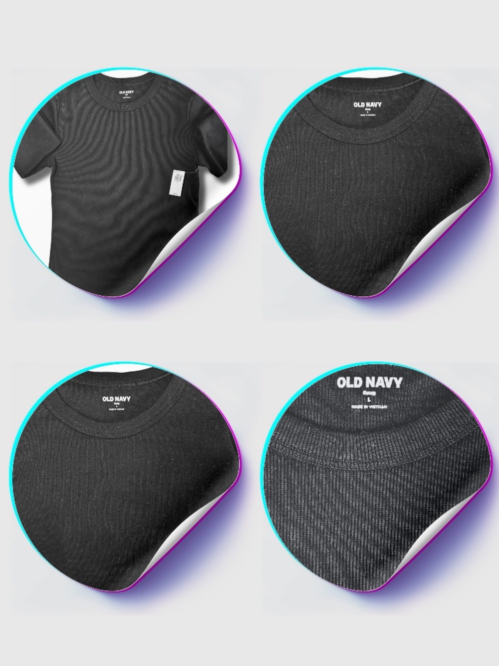 T-Shirt | Old Navy | Black Ribbed | Long Sleeve.